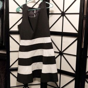 Black and white banded dress